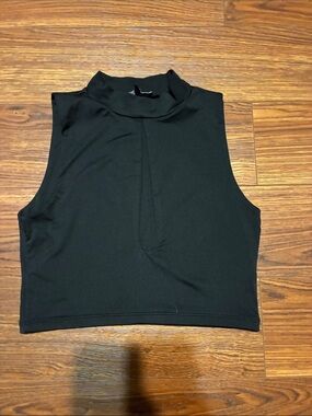 Fashion Nova Sleeveless Mock Neck Crop Top - Black